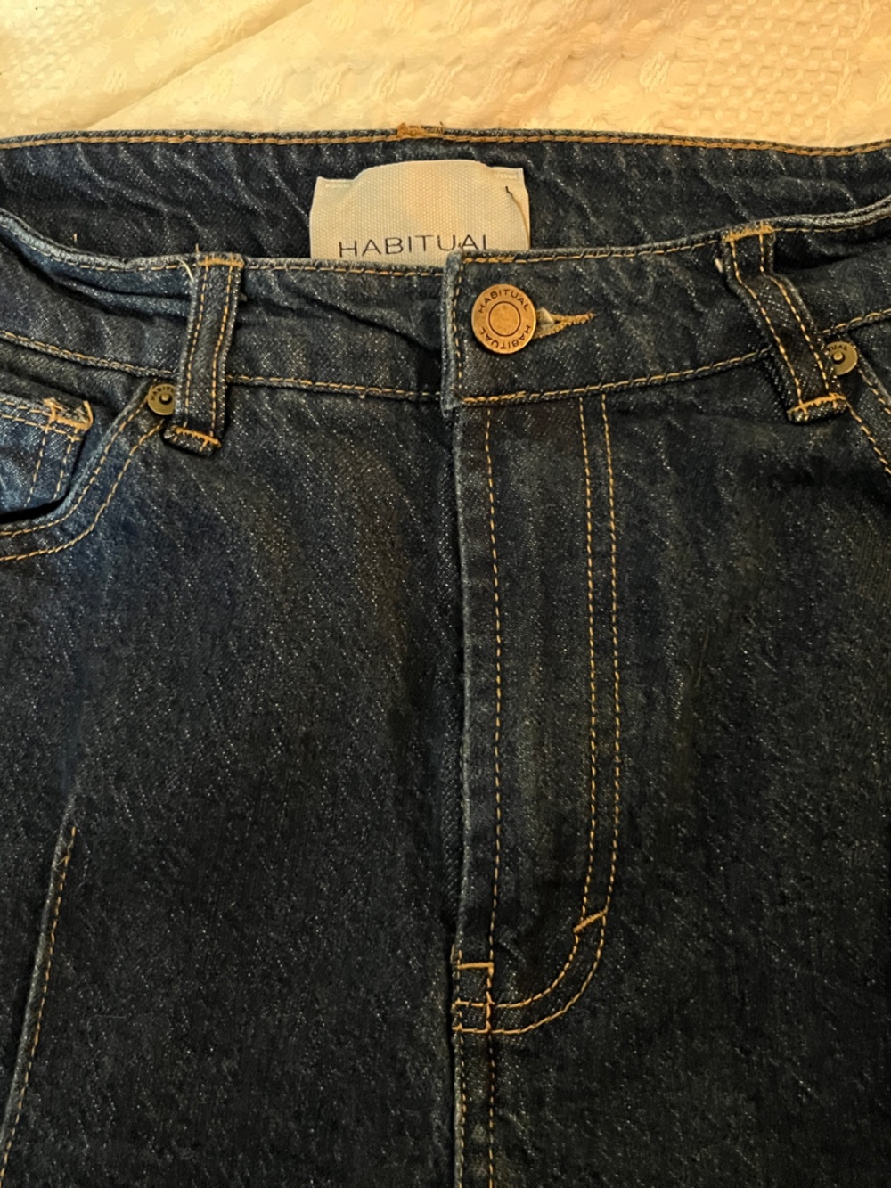 Women’s Habitual Indigo Blue Wide Leg Denim Jeans with Contrast Stitching